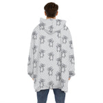 Grey Koala Pattern Print Hoodie Blanket