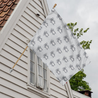 Grey Koala Pattern Print House Flag