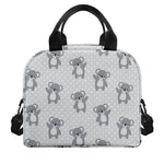Grey Koala Pattern Print Insulated Lunch Bag