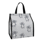 Grey Koala Pattern Print Insulated Lunch Tote