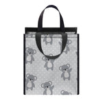 Grey Koala Pattern Print Insulated Lunch Tote
