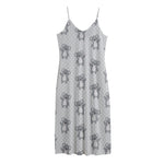 Grey Koala Pattern Print Jersey Midi Cami Dress
