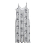 Grey Koala Pattern Print Jersey Midi Cami Dress