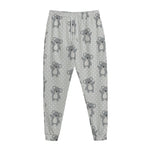 Grey Koala Pattern Print Jogger Pants