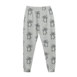 Grey Koala Pattern Print Jogger Pants