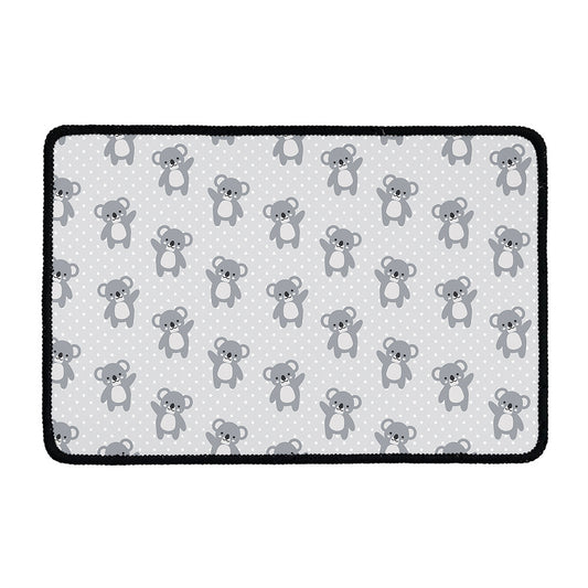 Grey Koala Pattern Print Kitchen Mat