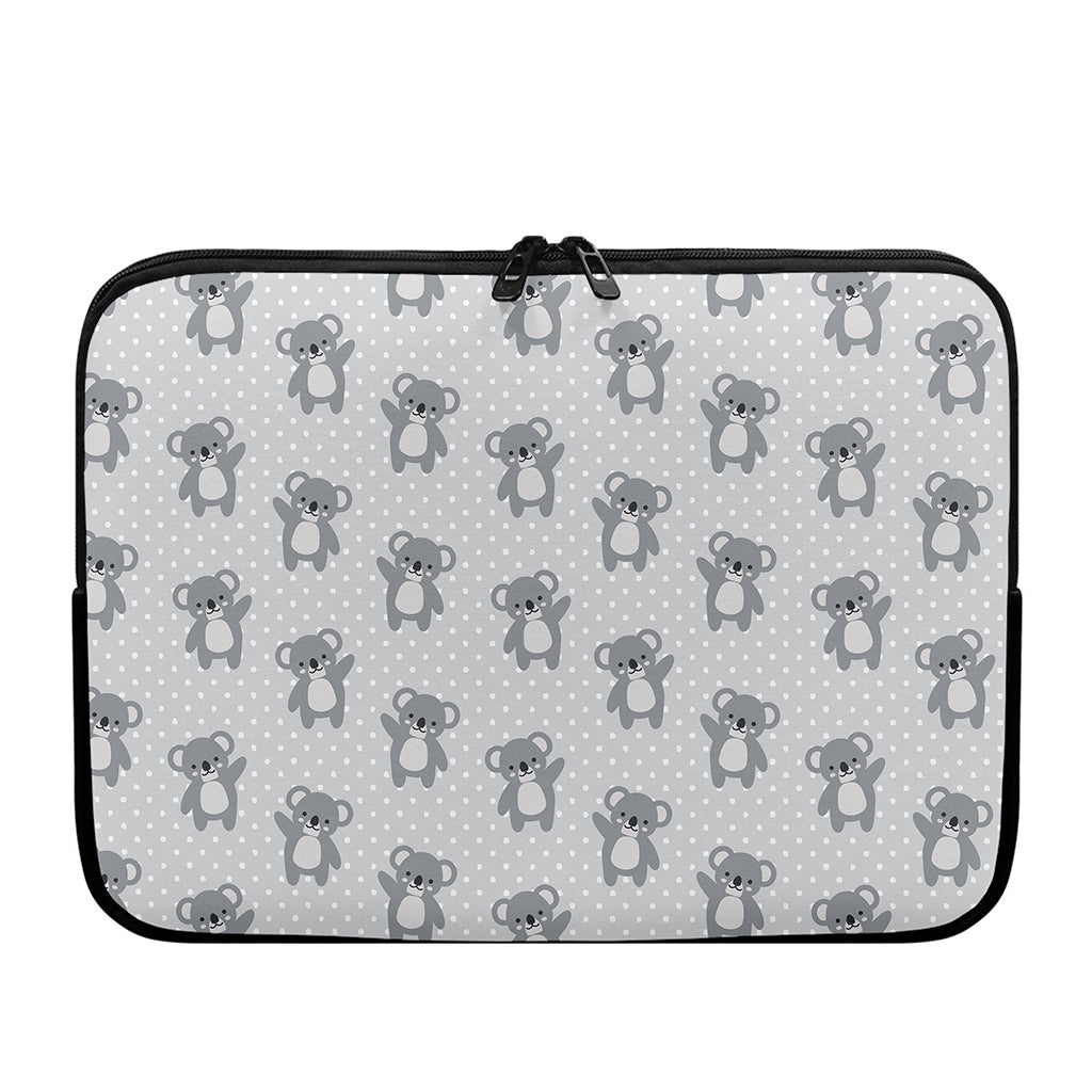 Grey Koala Pattern Print Laptop Sleeve