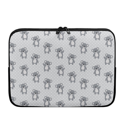Grey Koala Pattern Print Laptop Sleeve