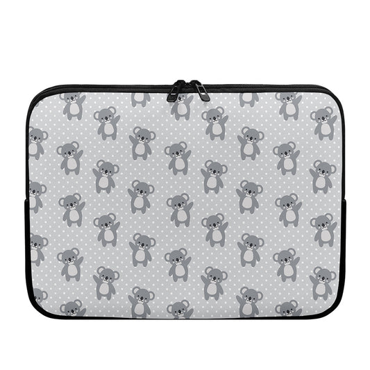 Grey Koala Pattern Print Laptop Sleeve