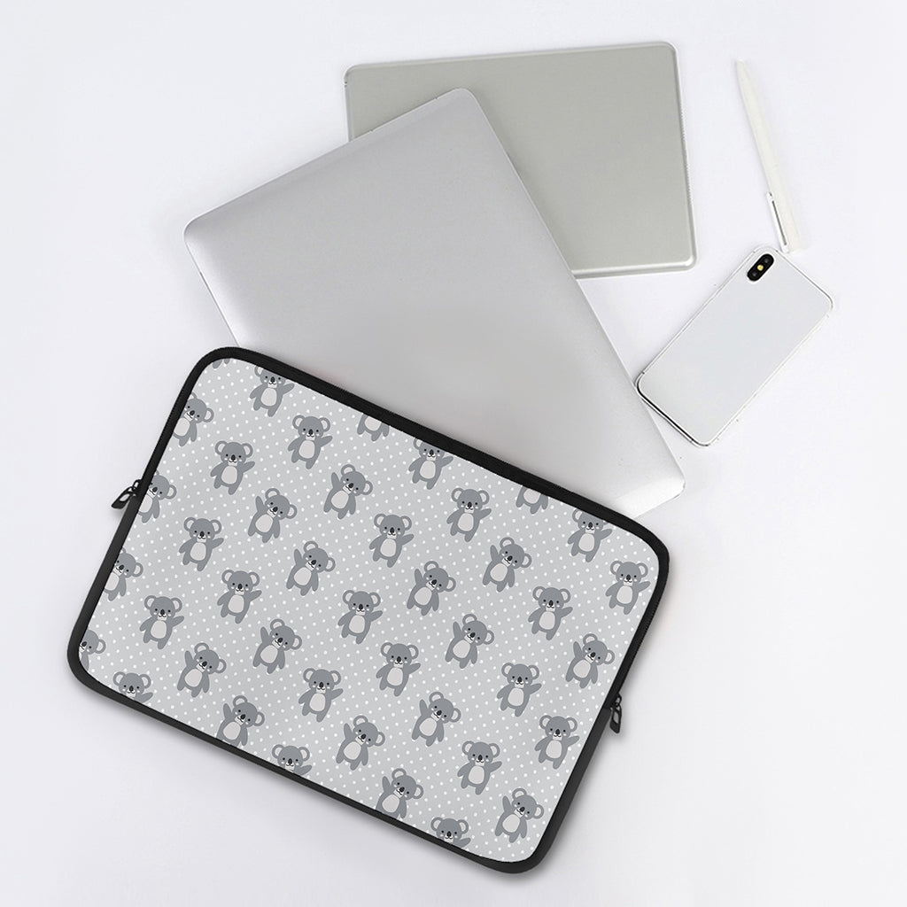 Grey Koala Pattern Print Laptop Sleeve
