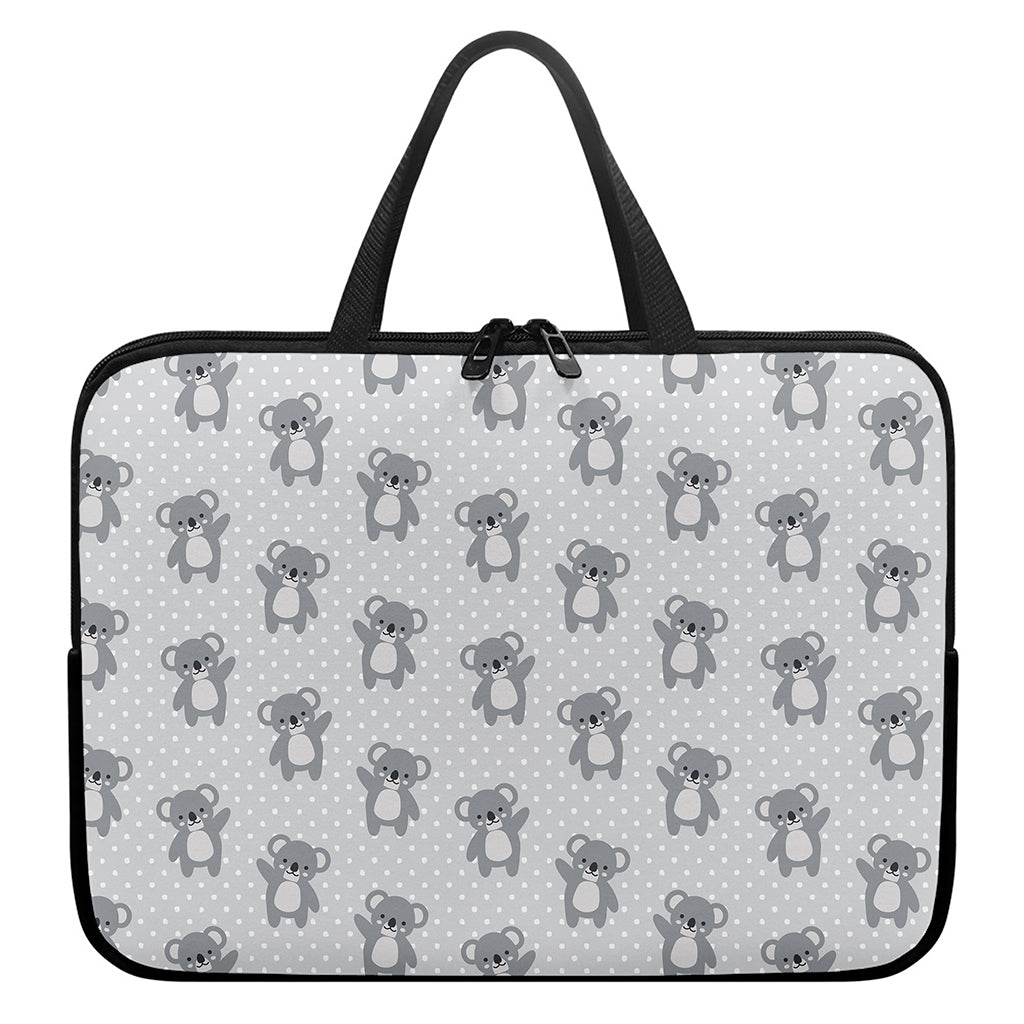 Grey Koala Pattern Print Laptop Sleeve With Handle