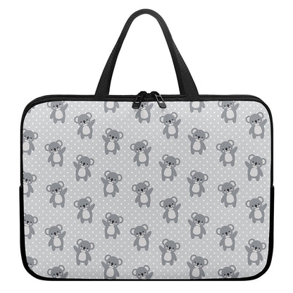 Grey Koala Pattern Print Laptop Sleeve With Handle
