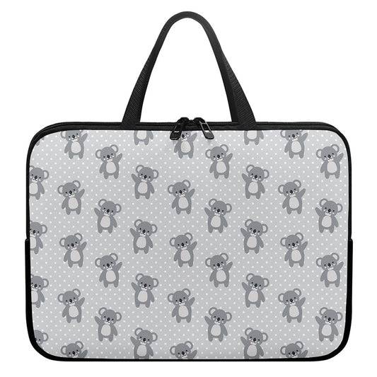 Grey Koala Pattern Print Laptop Sleeve With Handle