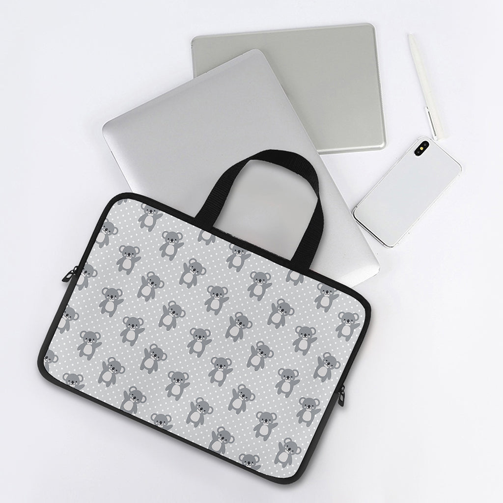 Grey Koala Pattern Print Laptop Sleeve With Handle