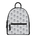 Grey Koala Pattern Print Leather Backpack