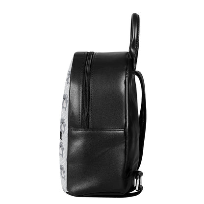 Grey Koala Pattern Print Leather Backpack