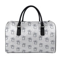 Grey Koala Pattern Print Leather Duffel Bag
