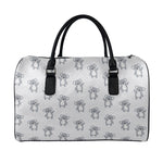 Grey Koala Pattern Print Leather Duffle Bag