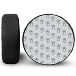 Grey Koala Pattern Print Leather Spare Tire Cover