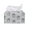 Grey Koala Pattern Print Leather Tissue Box Cover