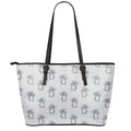 Grey Koala Pattern Print Leather Tote Bag With Zipper