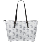 Grey Koala Pattern Print Leather Tote Bag