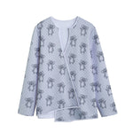 Grey Koala Pattern Print Long Sleeve Short Coat