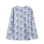 Grey Koala Pattern Print Long Sleeve Short Coat