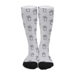 Grey Koala Pattern Print Long Socks