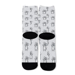 Grey Koala Pattern Print Long Socks