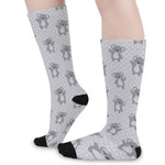 Grey Koala Pattern Print Long Socks