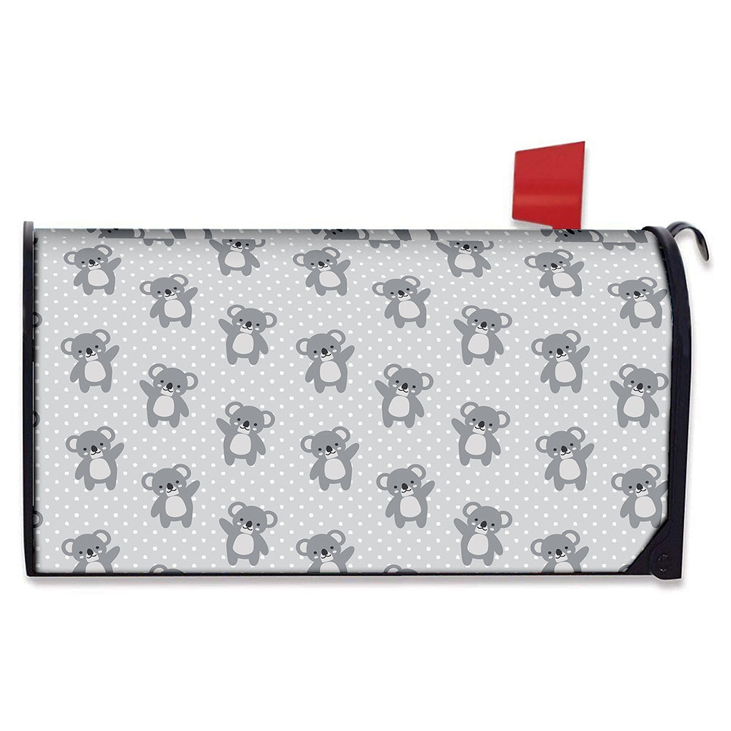 Grey Koala Pattern Print Mailbox Cover
