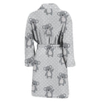 Grey Koala Pattern Print Men's Bathrobe
