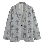 Grey Koala Pattern Print Men's Blazer
