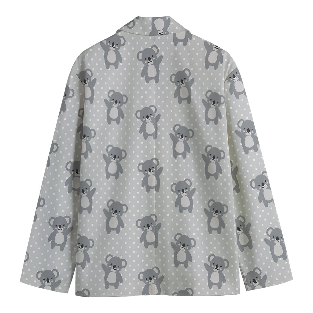 Grey Koala Pattern Print Men's Blazer