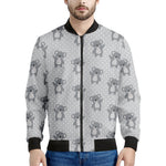 Grey Koala Pattern Print Men's Bomber Jacket