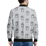 Grey Koala Pattern Print Men's Bomber Jacket