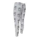 Grey Koala Pattern Print Men's Compression Pants