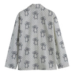 Grey Koala Pattern Print Men's Cotton Blazer