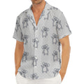 Grey Koala Pattern Print Men's Deep V-Neck Shirt