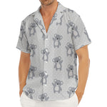 Grey Koala Pattern Print Men's Deep V-Neck Shirt