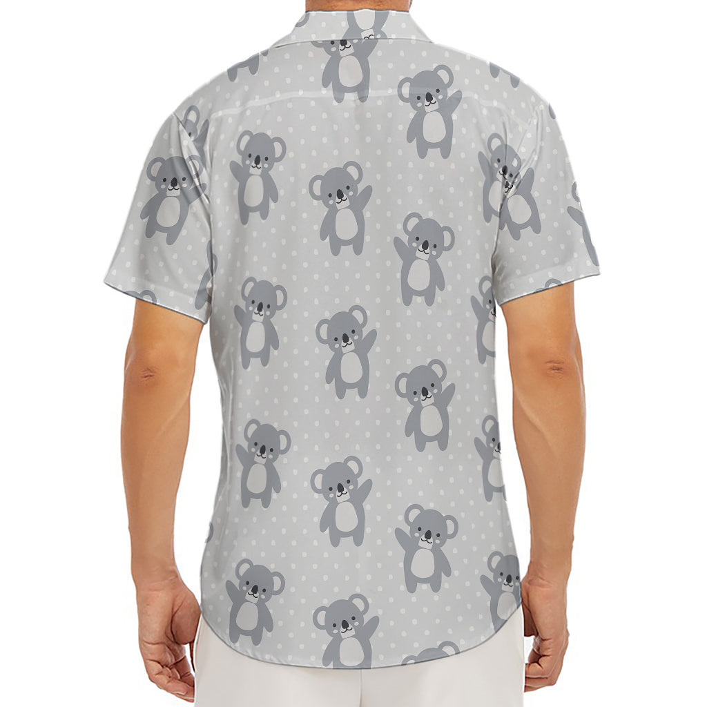 Grey Koala Pattern Print Men's Deep V-Neck Shirt