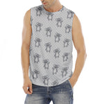 Grey Koala Pattern Print Men's Fitness Tank Top
