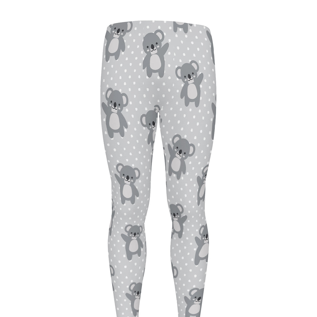 Grey Koala Pattern Print Men's leggings