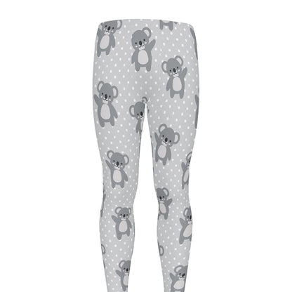 Grey Koala Pattern Print Men's leggings