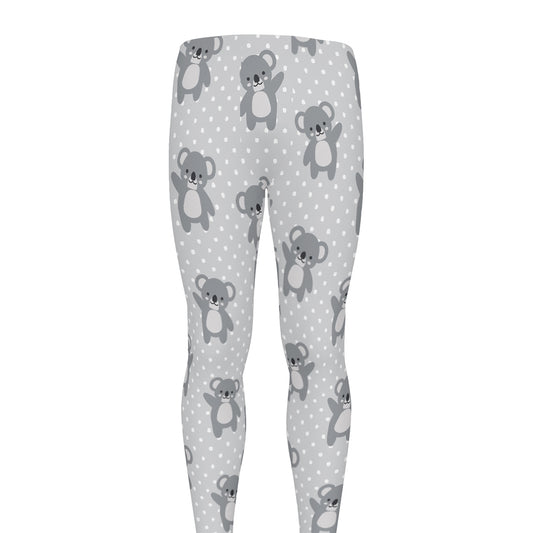 Grey Koala Pattern Print Men's leggings