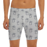 Grey Koala Pattern Print Men's Long Boxer Briefs