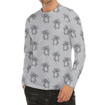 Grey Koala Pattern Print Men's Long Sleeve Rash Guard