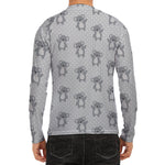 Grey Koala Pattern Print Men's Long Sleeve Rash Guard