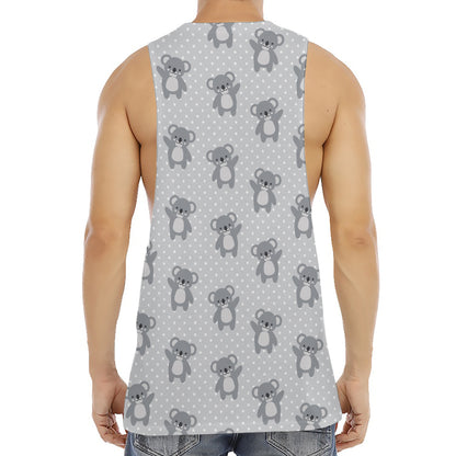 Grey Koala Pattern Print Men's Muscle Tank Top